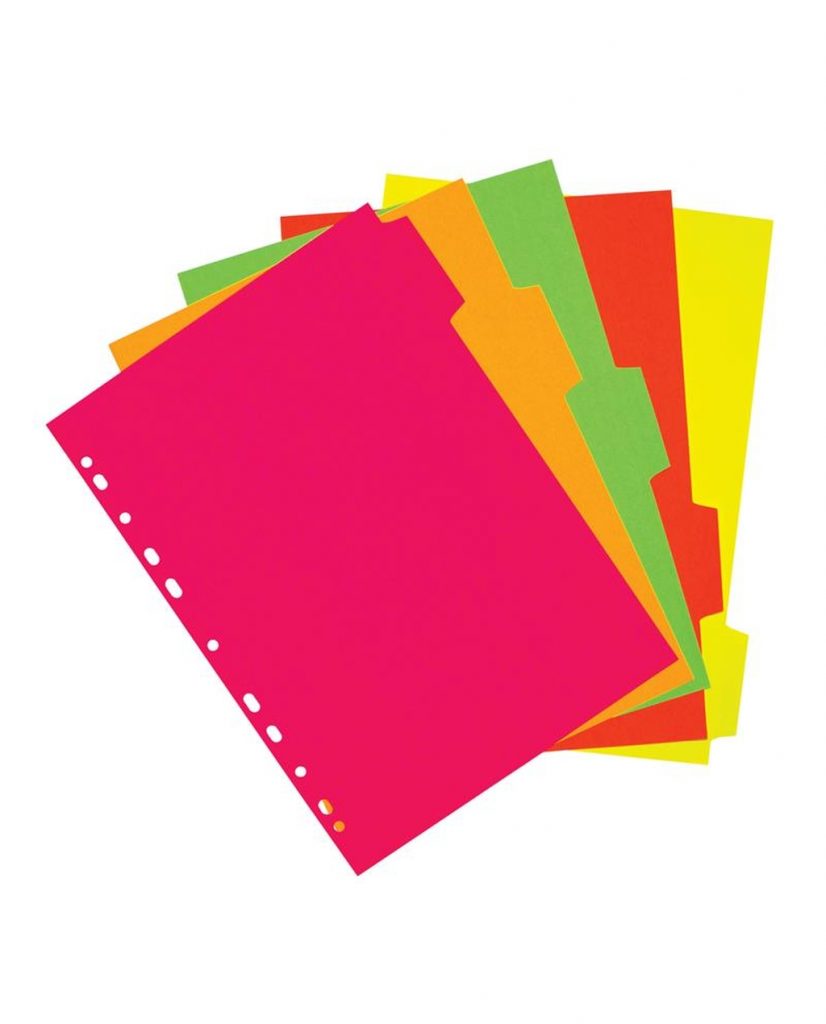 A4 5 Part Neon Fluorescent Subject Dividers – Westcare Education Supply ...