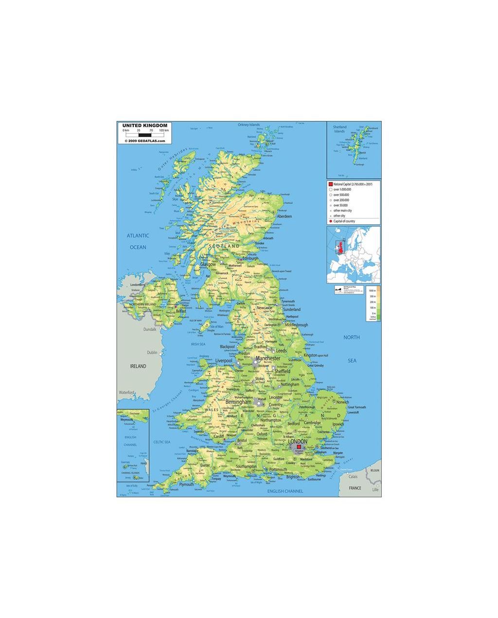 UK Physical Map – Westcare Education Supply Shop